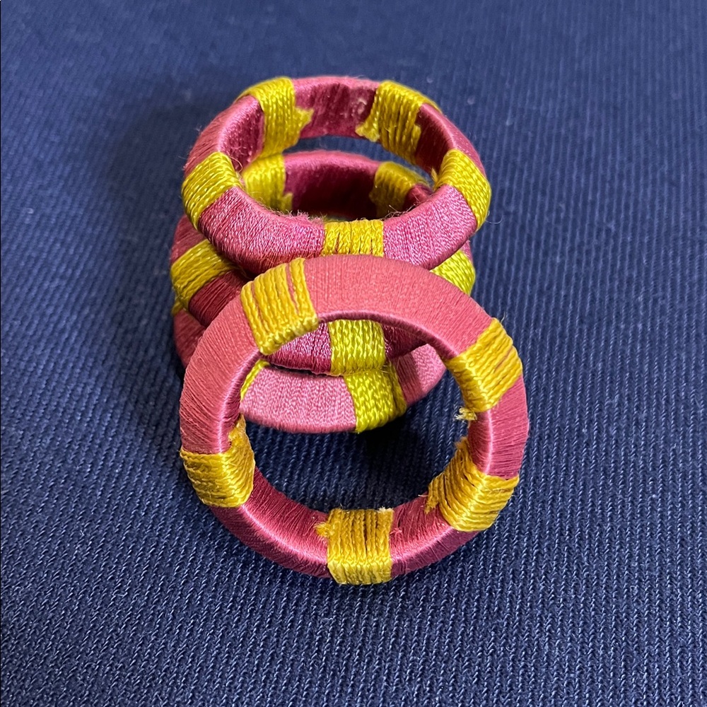 2” Napkin Rings (4) - Dusty Rose pink and Chartreuse green